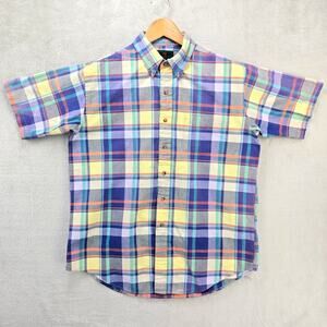Vintage Abercrombie Fitch Men's Shirt Large Button Down Plaid Short Sleeve
